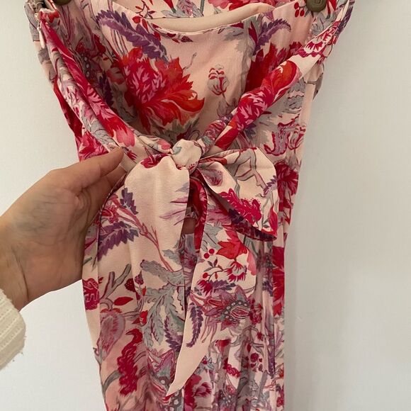 H&M Limited Edition Floral Flowy Strapless Corset Top Jumpsuit w Bow size 2 - Picture 6 of 10